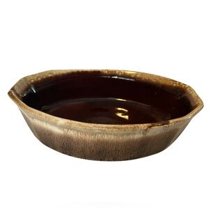 Mid-Century Vintage McCoy Brown Drip Glaze Stoneware Oval Casserole Dish 9”
